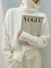 imCharms Autumn and Winter Turtleneck Sweater Pullover Button Design Loose Lazy Soft Waxy Sweater Women's Top