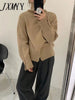 imCharms Autumn and Winter Turtleneck Sweater Pullover Button Design Loose Lazy Soft Waxy Sweater Women's Top