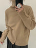imCharms Autumn and Winter Turtleneck Sweater Pullover Button Design Loose Lazy Soft Waxy Sweater Women's Top