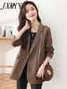 imCharms Back Split Small Suit 2023 Spring Autumn One-Button Long Sleeve Slim Elegant Temperament Suit Jacket