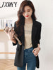 imCharms Back Split Small Suit 2023 Spring Autumn One-Button Long Sleeve Slim Elegant Temperament Suit Jacket
