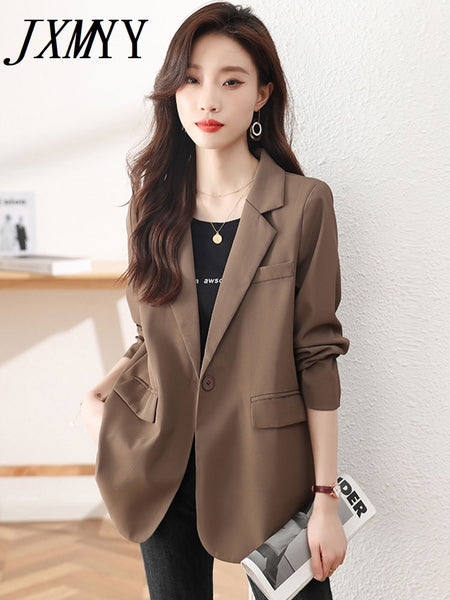 imCharms Back Split Small Suit 2023 Spring Autumn One-Button Long Sleeve Slim Elegant Temperament Suit Jacket
