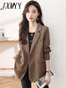 imCharms Back Split Small Suit 2023 Spring Autumn One-Button Long Sleeve Slim Elegant Temperament Suit Jacket