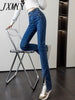 imCharms Black High-Waisted Slit Jeans Women's Slimming 2023 Spring And Summer Micro-Flare Trousers With A Small Design Sense