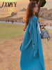 imCharms Blue Lapel Long Sweater Women's Autumn And Winter Lazy High-Grade Warm Soft Waxy Loose Knitted Cardigan Coat
