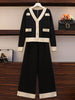 imCharms Casual Suit Women's 2023 Autumn Temperament Professional Knitted Wide-Leg Pants Two-Piece Women's Clothing