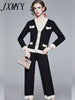 imCharms Casual Suit Women's 2023 Autumn Temperament Professional Knitted Wide-Leg Pants Two-Piece Women's Clothing