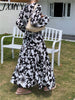 imCharms Chic Acetate Print 2023 Summer And Elegant Temperament Waist-Free Iron-Free Large Swing Long Dress
