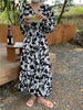 imCharms Chic Acetate Print 2023 Summer And Elegant Temperament Waist-Free Iron-Free Large Swing Long Dress