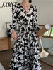 imCharms Chic Acetate Print 2023 Summer And Elegant Temperament Waist-Free Iron-Free Large Swing Long Dress