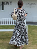 imCharms Chic Acetate Print 2023 Summer And Elegant Temperament Waist-Free Iron-Free Large Swing Long Dress