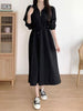 imCharms Chic Spring And Autumn Lapel Design Waist Tie Elegant Temperament Dress Comfortable Women's Clothing