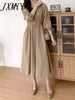 imCharms Chic Spring And Autumn Lapel Design Waist Tie Elegant Temperament Dress Comfortable Women's Clothing