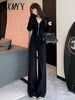 imCharms Chic Wide-Leg Pants Sweater Suit Women's Autumn And Winter Hooded Casual Knitted Socialite Two-Piece Pants