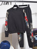 imCharms Chinese Style Embroidered Sports Suit Women's Spring And Autumn Embroidered Large Size Casual Sweater Two-Piece Pants