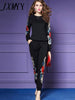 imCharms Chinese Style Embroidered Sports Suit Women's Spring And Autumn Embroidered Large Size Casual Sweater Two-Piece Pants