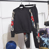 imCharms Chinese Style Embroidered Sports Suit Women's Spring And Autumn Embroidered Large Size Casual Sweater Two-Piece Pants