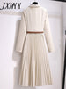 imCharms Comfortable V-Neck Suit Dress Women's 2023 Autumn Elegant Temperament Thin And Gentle Long-Sleeved Skirt
