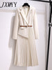 imCharms Comfortable V-Neck Suit Dress Women's 2023 Autumn Elegant Temperament Thin And Gentle Long-Sleeved Skirt