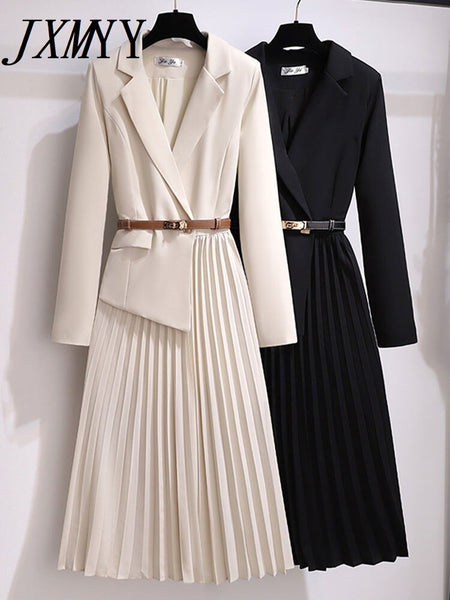 imCharms Comfortable V-Neck Suit Dress Women's 2023 Autumn Elegant Temperament Thin And Gentle Long-Sleeved Skirt