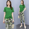 imCharms Cotton And Linen Suit Women's Summer 2023 Temperament Short-Sleeved T-Shirt Nine-Point Pants Casual Two-Piece Tide