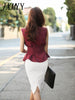 imCharms Cotton And Linen Workplace Women's Shirt 2023 And Elegant Temperament Waist Ruffle Sleeveless Sop