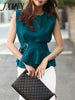 imCharms Cotton And Linen Workplace Women's Shirt 2023 And Elegant Temperament Waist Ruffle Sleeveless Sop