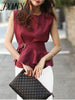 imCharms Cotton And Linen Workplace Women's Shirt 2023 And Elegant Temperament Waist Ruffle Sleeveless Sop