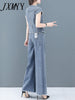 imCharms Denim Suit Summer 2023 Summer Women's Summer Temperament Aage-Reducing Wide-Leg Pants Two-Piece Tide