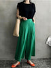 imCharms Elastic Waist Retro Slim High Waist Wide Leg Culottes 2023 Spring And Autumn Casual Loose Linen Big Feet Pants Women