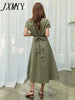 imCharms Elegant Temperament Round Neck Slim Dress 2023 Small Fresh Lace Waist Large Swing Cotton Linen Dress Women's