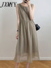 imCharms Elegant Temperament Sleeveless Round Neck Dress Female 2023 Summer Light And Elegant Mid-Length Skirt