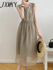 imCharms Elegant Temperament Sleeveless Round Neck Dress Female 2023 Summer Light And Elegant Mid-Length Skirt