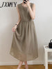 imCharms Elegant Temperament Sleeveless Round Neck Dress Female 2023 Summer Light And Elegant Mid-Length Skirt