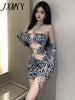 imCharms European And American Style Fashionable Hollow-Out Sexy Tight-Sleeved Nightclub Hip-Wrapped Dress For Women