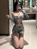 imCharms European And American Style Fashionable Hollow-Out Sexy Tight-Sleeved Nightclub Hip-Wrapped Dress For Women