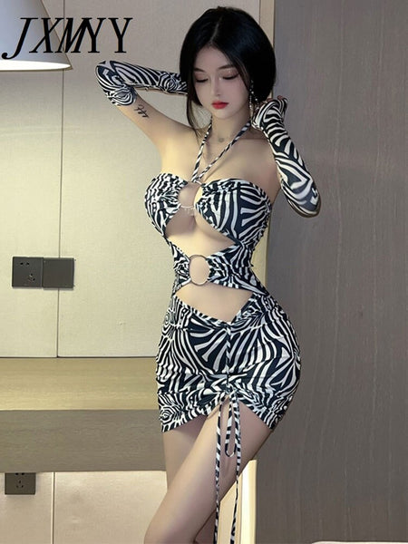 imCharms European And American Style Fashionable Hollow-Out Sexy Tight-Sleeved Nightclub Hip-Wrapped Dress For Women