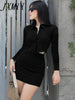 imCharms European And American Style Women's Clothing 2023 Autumn Lapel Long-Sleeved Top Slim Short Skirt Suit