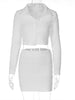 imCharms European And American Style Women's Clothing 2023 Autumn Lapel Long-Sleeved Top Slim Short Skirt Suit