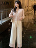 imCharms European Station Elegant Temperament Sweater Knitted Wide-Leg Pants Casual Sweet V-Neck Two-Piece Set