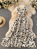 imCharms Evening Dress Sense Dress Elegant Temperament V-Neck Sexy Off-The-Shoulder Slim Slimming Ink Spot Women's Dress