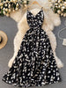 imCharms Evening Dress Sense Dress Elegant Temperament V-Neck Sexy Off-The-Shoulder Slim Slimming Ink Spot Women's Dress