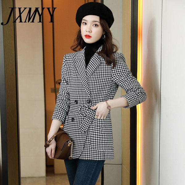 imCharms Fall/Winter Woolen Coat Women 2023 Nizi Self-Cultivation Elegant Temperament High-End Houndstooth Suit Jacket