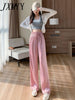 imCharms All-Match Wide-Leg Pants Women's Summer Thin Section 2023 High Waist Drape Satin Plaid White Pants