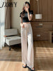 imCharms All-Match Wide-Leg Pants Women's Summer Thin Section 2023 High Waist Drape Satin Plaid White Pants