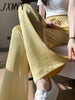 imCharms All-Match Wide-Leg Pants Women's Summer Thin Section 2023 High Waist Drape Satin Plaid White Pants