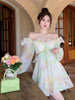 imCharms And Elegant Temperament Age-Reducing V-Neck Lotus Leaf Smudge Hollow Design Holiday Dress Female Summer