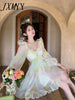 imCharms And Elegant Temperament Age-Reducing V-Neck Lotus Leaf Smudge Hollow Design Holiday Dress Female Summer