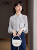 imCharms And Elegant Temperament Bright Silk Tassel Loose Professional Shirt Top 2023 Autumn Casual Shirt