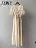 imCharms And Elegant Temperament V-Neck Dress Women's 2023 Summer Puff Sleeves Mid-Length Skirt